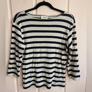 Talbots Black and Cream Horizontal Striped Top